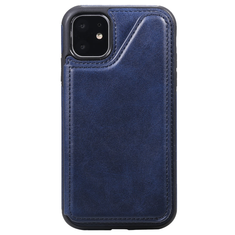 For iPhone 11 Shockproof Calf Texture Protective Case with Holder & Card Slots & Frame
