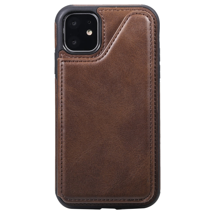 For iPhone 11 Shockproof Calf Texture Protective Case with Holder & Card Slots & Frame