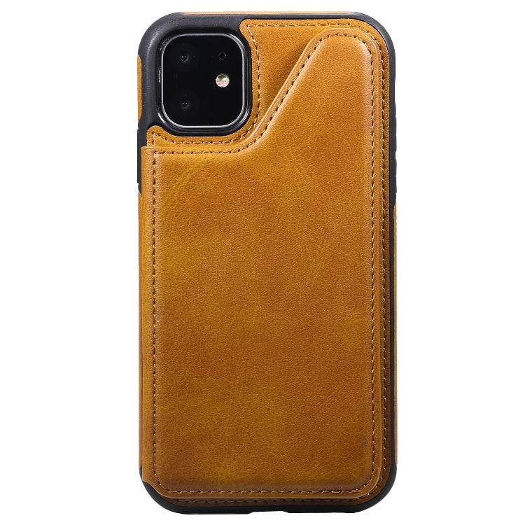 For iPhone 11 Shockproof Calf Texture Protective Case with Holder & Card Slots & Frame