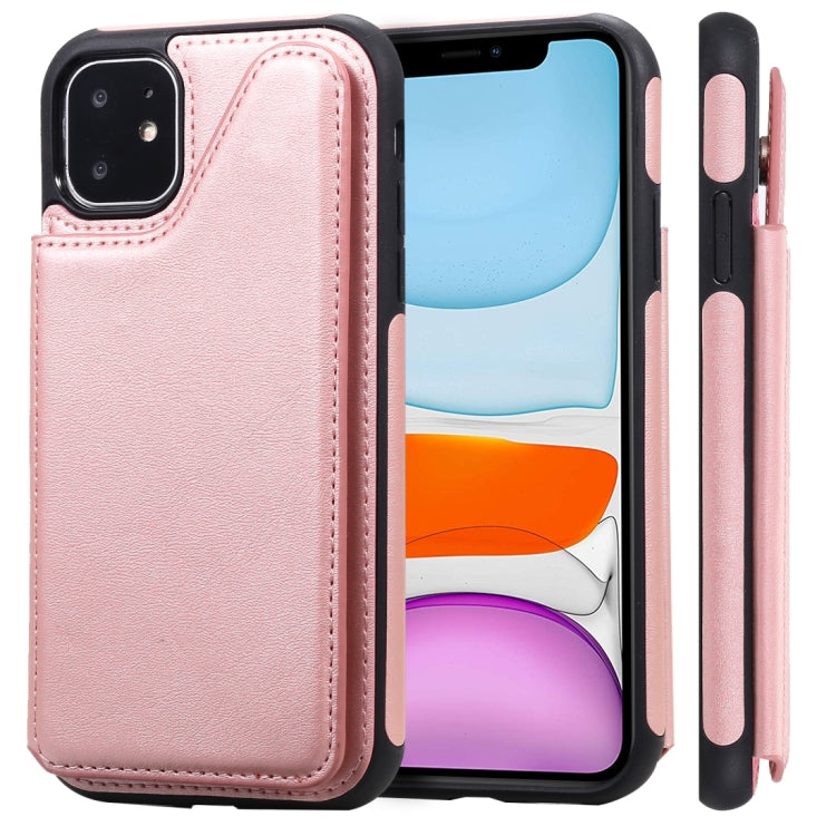 For iPhone 11 Shockproof Calf Texture Protective Case with Holder & Card Slots & Frame