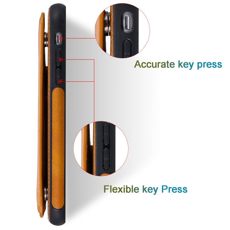 For iPhone 11 Shockproof Calf Texture Protective Case with Holder & Card Slots & Frame