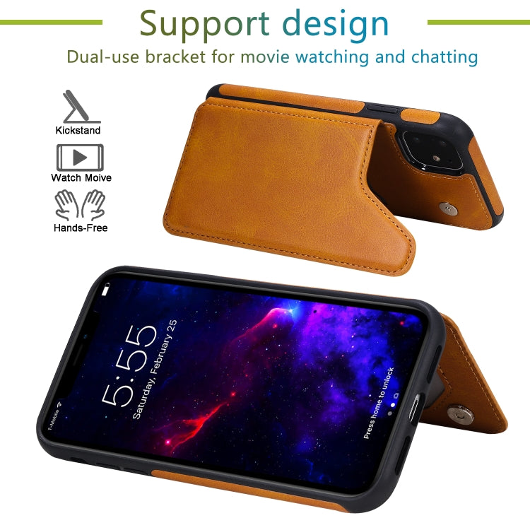 For iPhone 11 Shockproof Calf Texture Protective Case with Holder & Card Slots & Frame