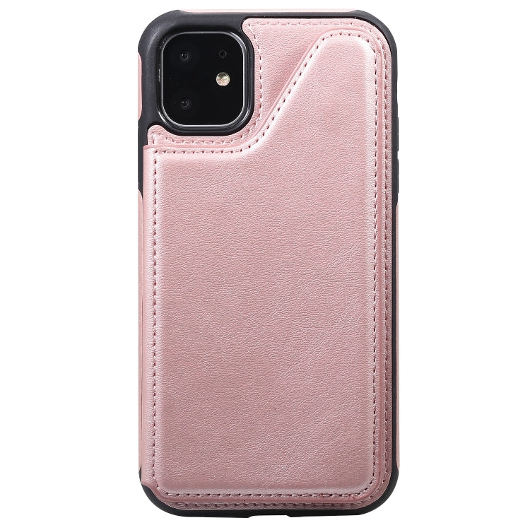 For iPhone 11 Shockproof Calf Texture Protective Case with Holder & Card Slots & Frame