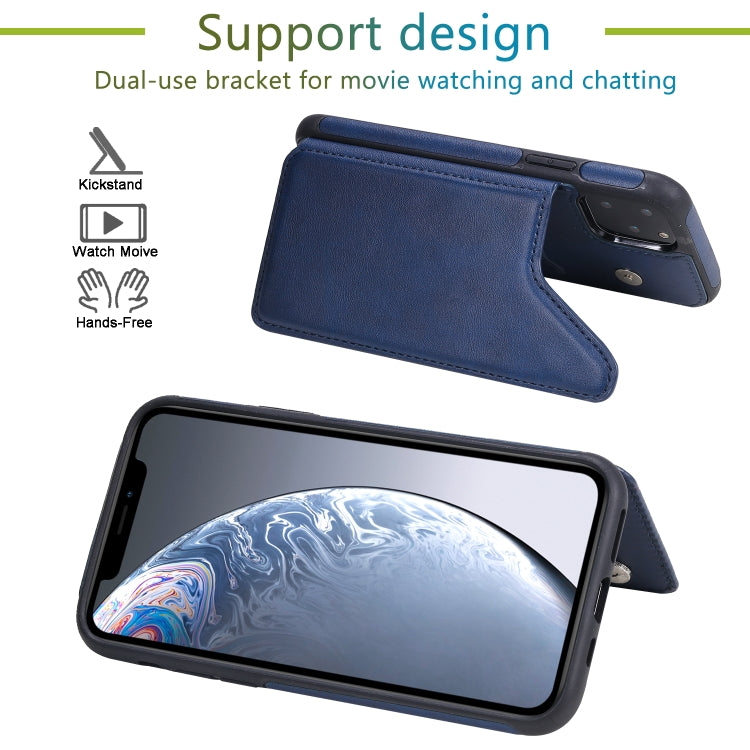 For iPhone 11 Pro Shockproof Calf Texture Protective Case with Holder & Card Slots & Frame