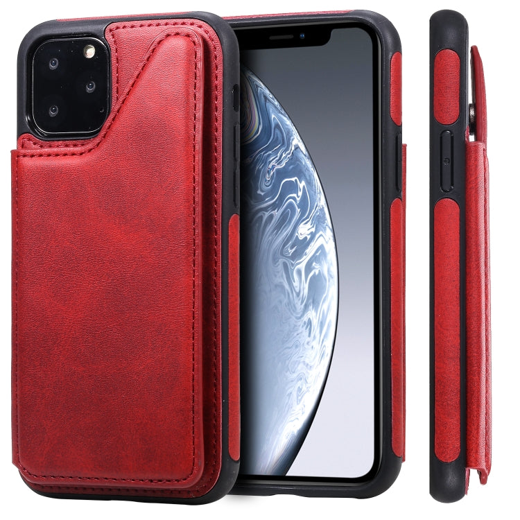For iPhone 11 Pro Shockproof Calf Texture Protective Case with Holder & Card Slots & Frame
