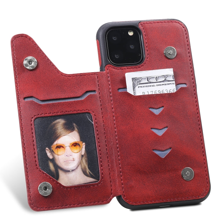For iPhone 11 Pro Shockproof Calf Texture Protective Case with Holder & Card Slots & Frame