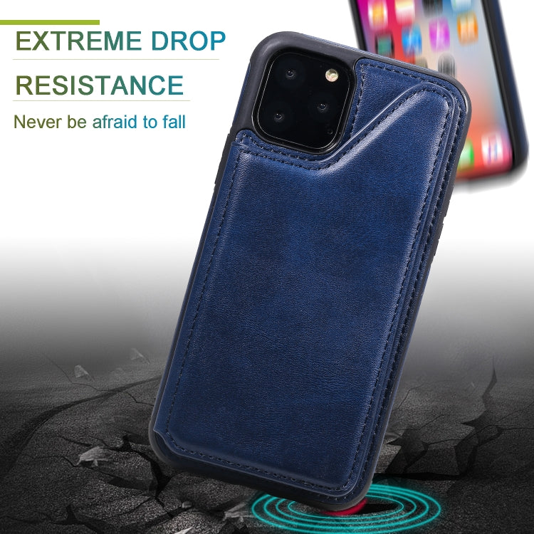 For iPhone 11 Pro Shockproof Calf Texture Protective Case with Holder & Card Slots & Frame