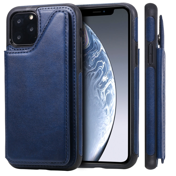 For iPhone 11 Pro Shockproof Calf Texture Protective Case with Holder & Card Slots & Frame