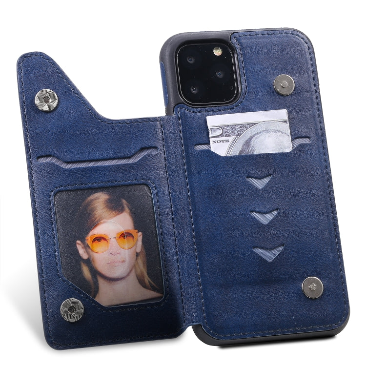 For iPhone 11 Pro Shockproof Calf Texture Protective Case with Holder & Card Slots & Frame