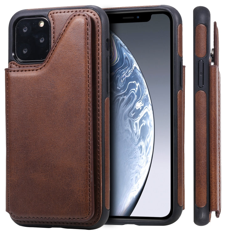 For iPhone 11 Pro Shockproof Calf Texture Protective Case with Holder & Card Slots & Frame