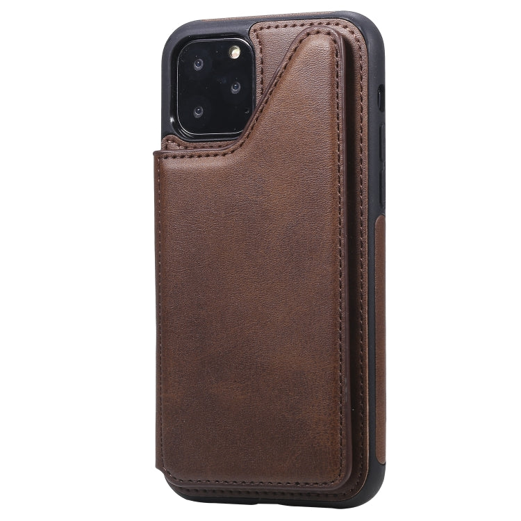For iPhone 11 Pro Shockproof Calf Texture Protective Case with Holder & Card Slots & Frame