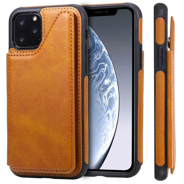 For iPhone 11 Pro Shockproof Calf Texture Protective Case with Holder & Card Slots & Frame