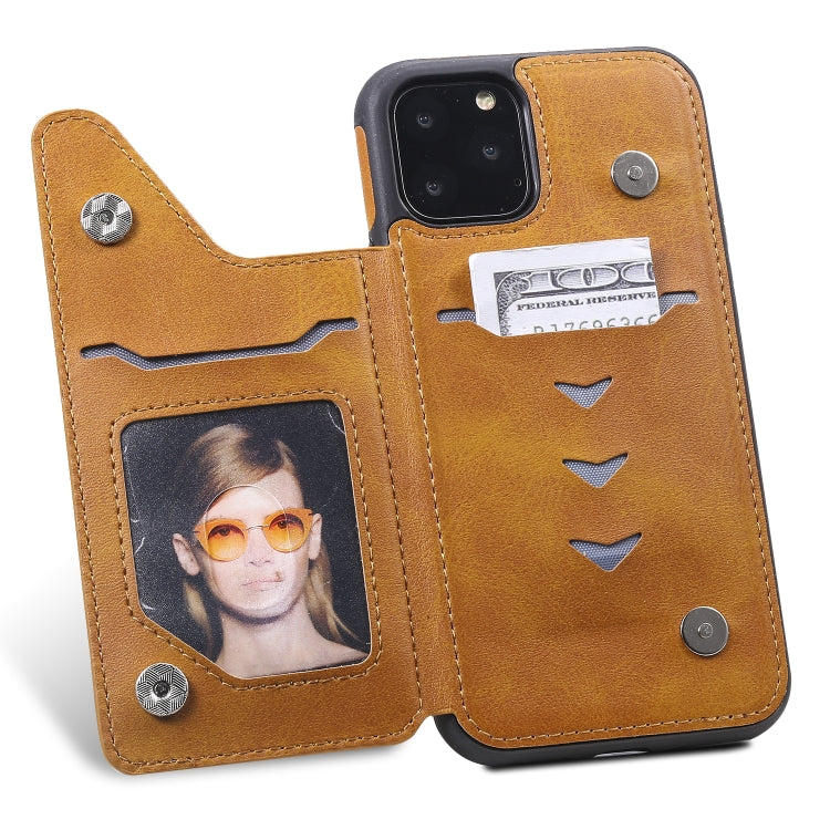 For iPhone 11 Pro Shockproof Calf Texture Protective Case with Holder & Card Slots & Frame
