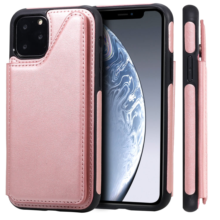 For iPhone 11 Pro Shockproof Calf Texture Protective Case with Holder & Card Slots & Frame