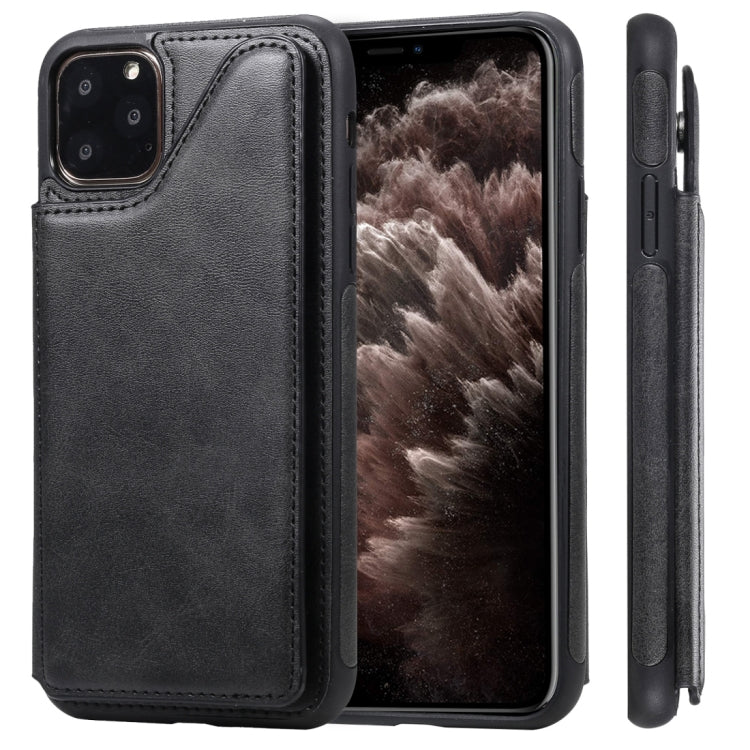For iPhone 11 Pro Max Shockproof Calf Texture Protective Case with Holder & Card Slots & Frame