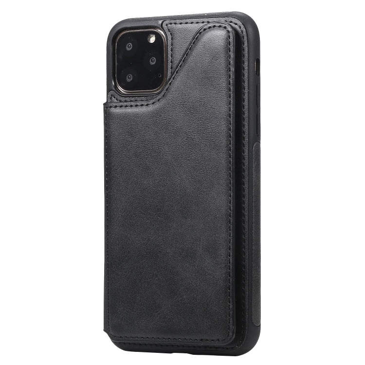 For iPhone 11 Pro Max Shockproof Calf Texture Protective Case with Holder & Card Slots & Frame