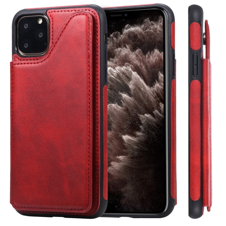 For iPhone 11 Pro Max Shockproof Calf Texture Protective Case with Holder & Card Slots & Frame