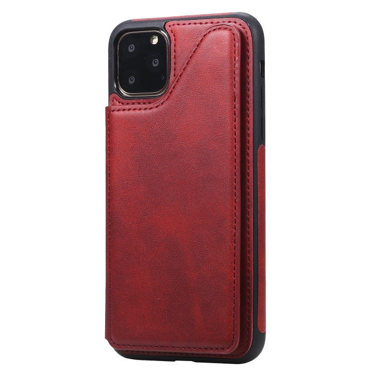 For iPhone 11 Pro Max Shockproof Calf Texture Protective Case with Holder & Card Slots & Frame