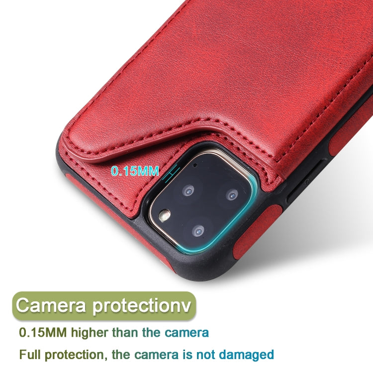 For iPhone 11 Pro Max Shockproof Calf Texture Protective Case with Holder & Card Slots & Frame