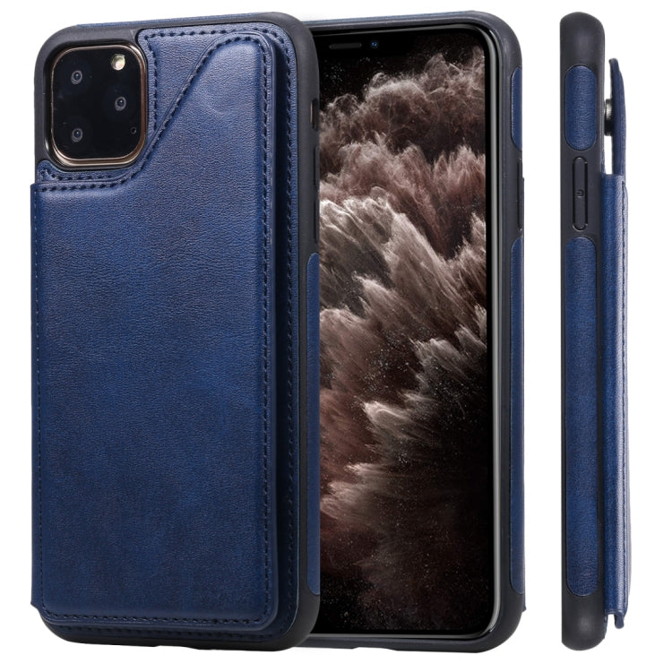 For iPhone 11 Pro Max Shockproof Calf Texture Protective Case with Holder & Card Slots & Frame