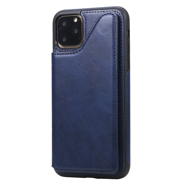 For iPhone 11 Pro Max Shockproof Calf Texture Protective Case with Holder & Card Slots & Frame