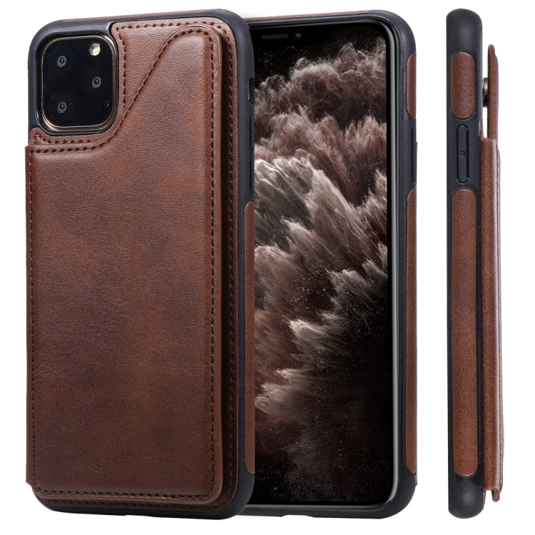 For iPhone 11 Pro Max Shockproof Calf Texture Protective Case with Holder & Card Slots & Frame