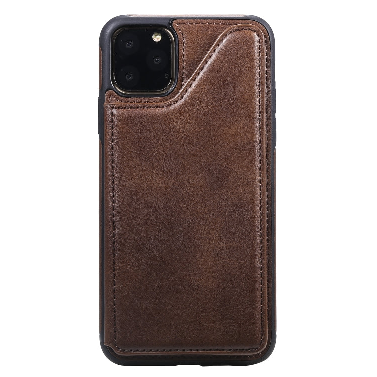For iPhone 11 Pro Max Shockproof Calf Texture Protective Case with Holder & Card Slots & Frame