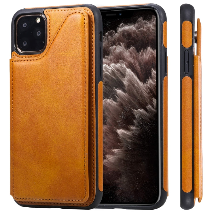 For iPhone 11 Pro Max Shockproof Calf Texture Protective Case with Holder & Card Slots & Frame