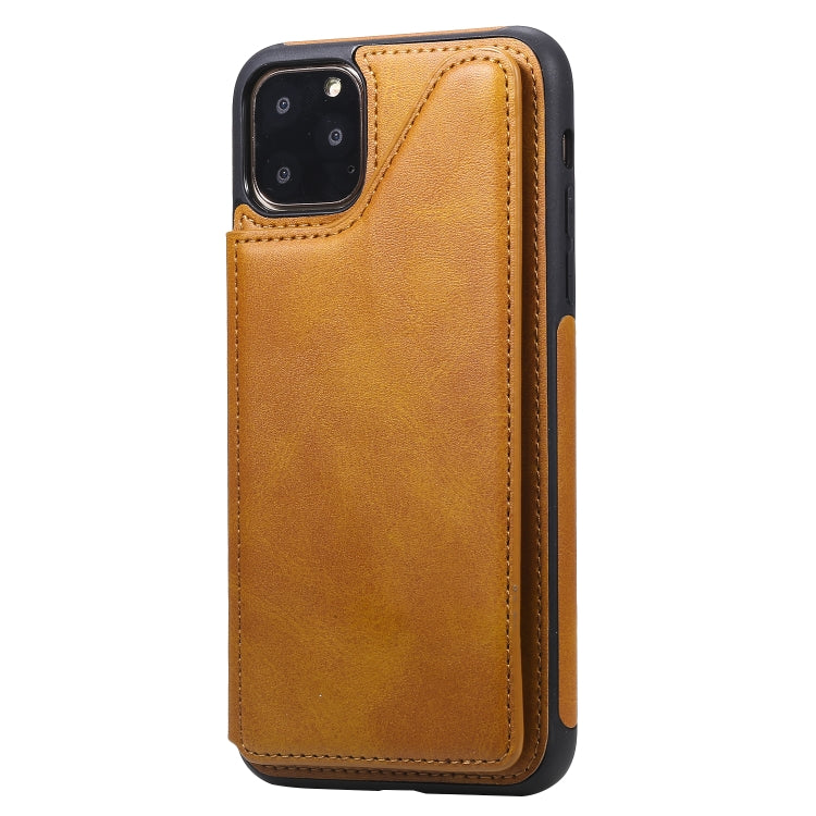 For iPhone 11 Pro Max Shockproof Calf Texture Protective Case with Holder & Card Slots & Frame