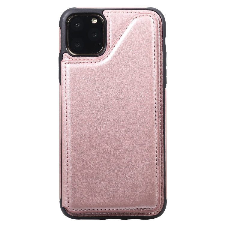 For iPhone 11 Pro Max Shockproof Calf Texture Protective Case with Holder & Card Slots & Frame