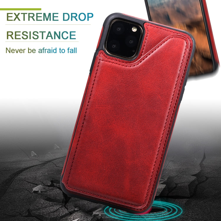 For iPhone 11 Pro Max Shockproof Calf Texture Protective Case with Holder & Card Slots & Frame