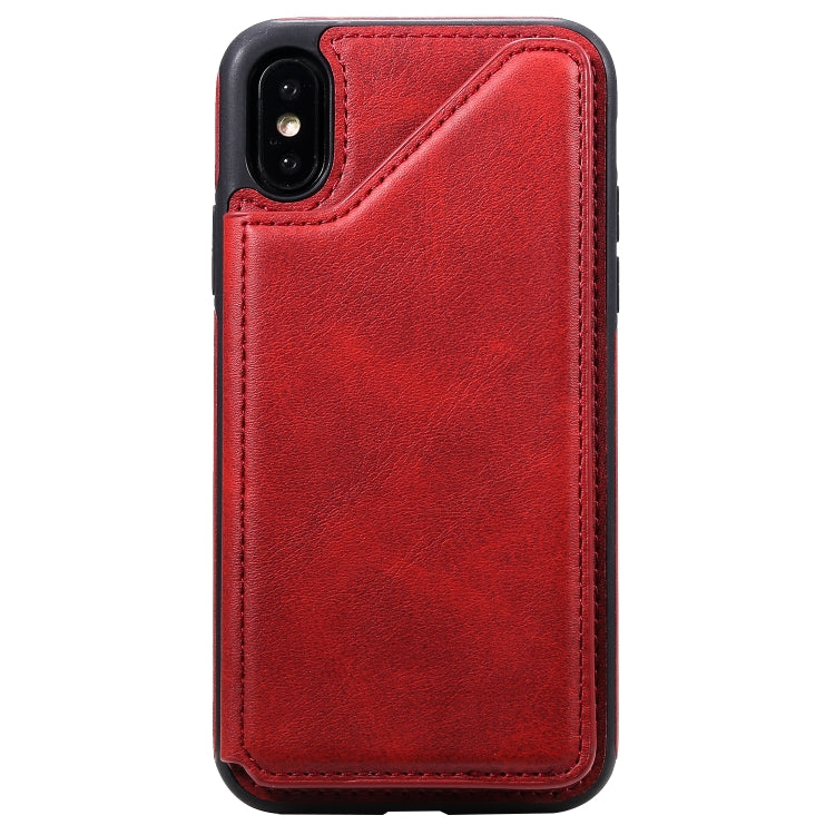 For iPhone X Shockproof Calf Texture Protective Case with Holder & Card Slots & Frame