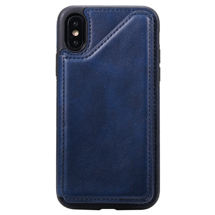 For iPhone X Shockproof Calf Texture Protective Case with Holder & Card Slots & Frame