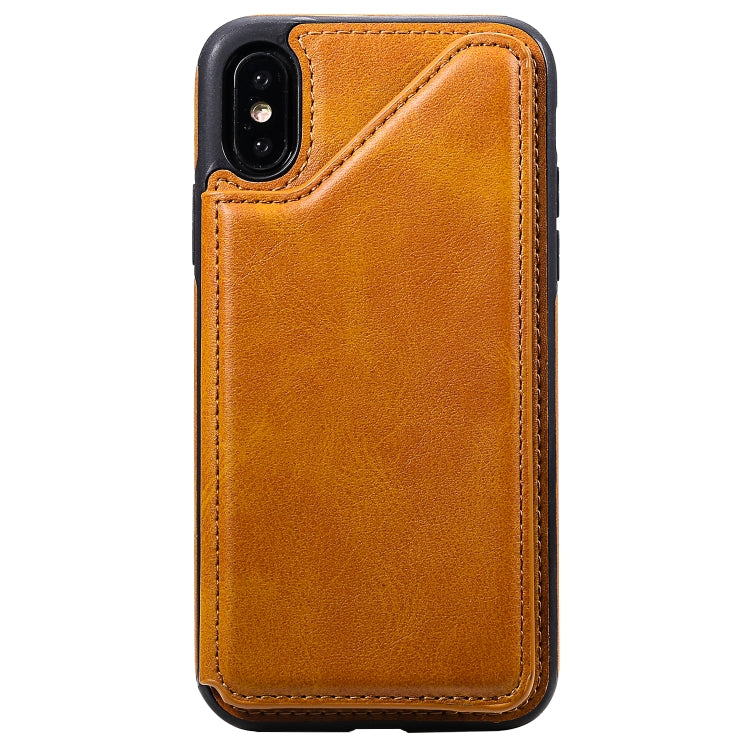 For iPhone X Shockproof Calf Texture Protective Case with Holder & Card Slots & Frame