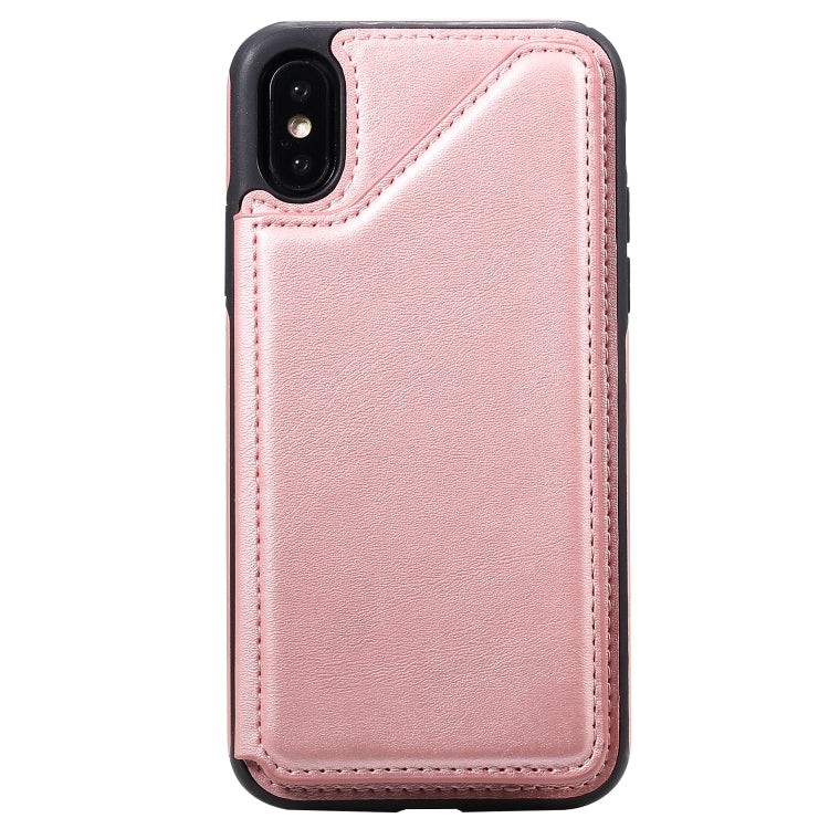 For iPhone X Shockproof Calf Texture Protective Case with Holder & Card Slots & Frame