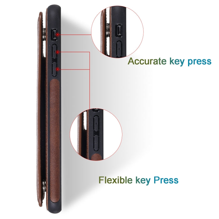 For iPhone XS Max Shockproof Calf Texture Protective Case with Holder & Card Slots & Frame