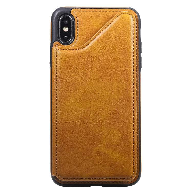 For iPhone XS Max Shockproof Calf Texture Protective Case with Holder & Card Slots & Frame
