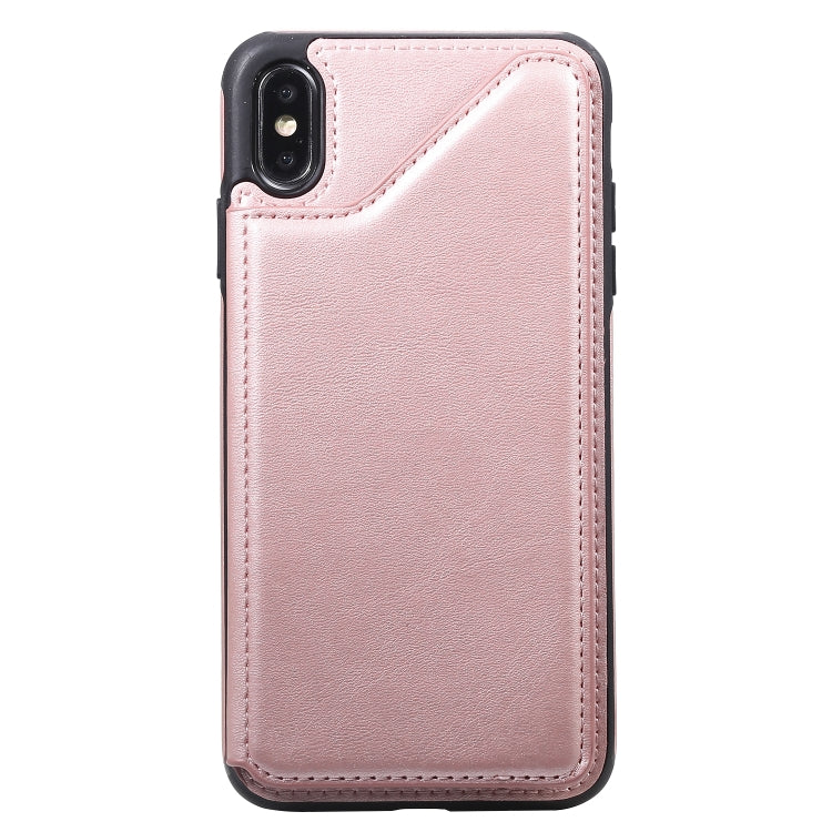 For iPhone XS Max Shockproof Calf Texture Protective Case with Holder & Card Slots & Frame
