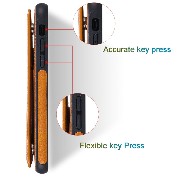 For iPhone XS Shockproof Calf Texture Protective Case with Holder & Card Slots & Frame