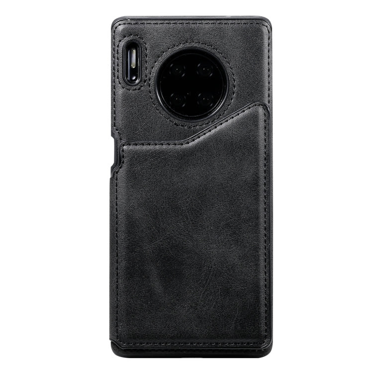 For Huawei Mate 30 Pro Shockproof Calf Texture Protective Case with Holder & Card Slots & Frame