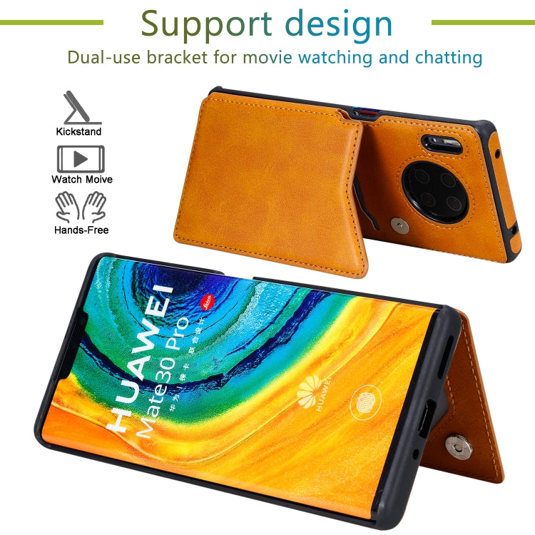For Huawei Mate 30 Pro Shockproof Calf Texture Protective Case with Holder & Card Slots & Frame