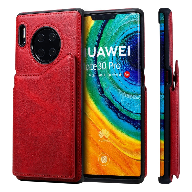 For Huawei Mate 30 Pro Shockproof Calf Texture Protective Case with Holder & Card Slots & Frame