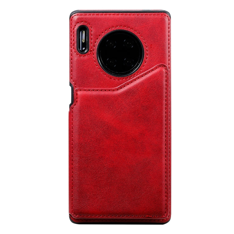 For Huawei Mate 30 Pro Shockproof Calf Texture Protective Case with Holder & Card Slots & Frame