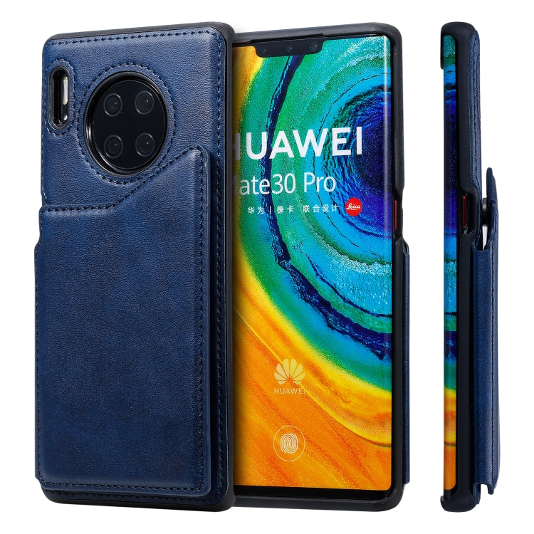 For Huawei Mate 30 Pro Shockproof Calf Texture Protective Case with Holder & Card Slots & Frame