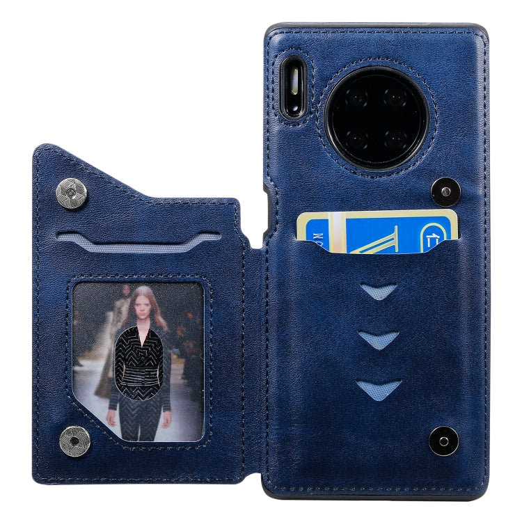 For Huawei Mate 30 Pro Shockproof Calf Texture Protective Case with Holder & Card Slots & Frame