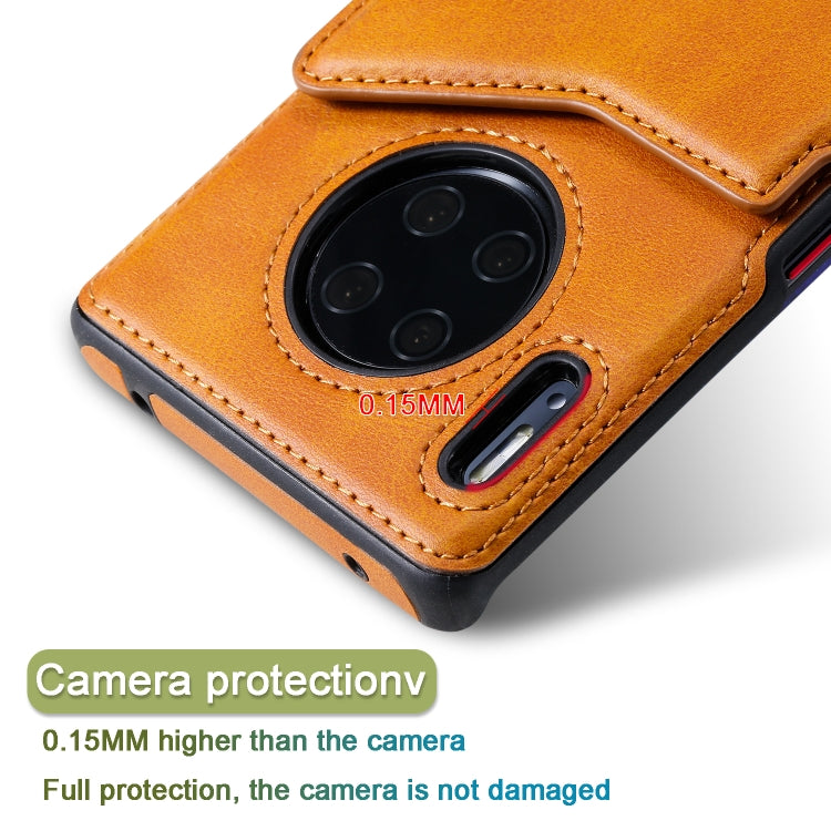 For Huawei Mate 30 Pro Shockproof Calf Texture Protective Case with Holder & Card Slots & Frame