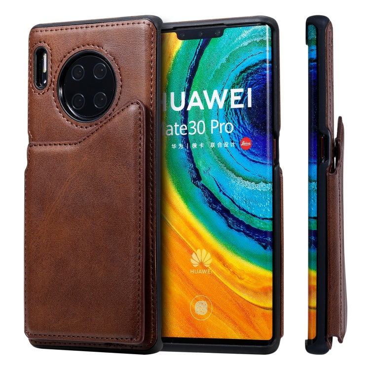 For Huawei Mate 30 Pro Shockproof Calf Texture Protective Case with Holder & Card Slots & Frame