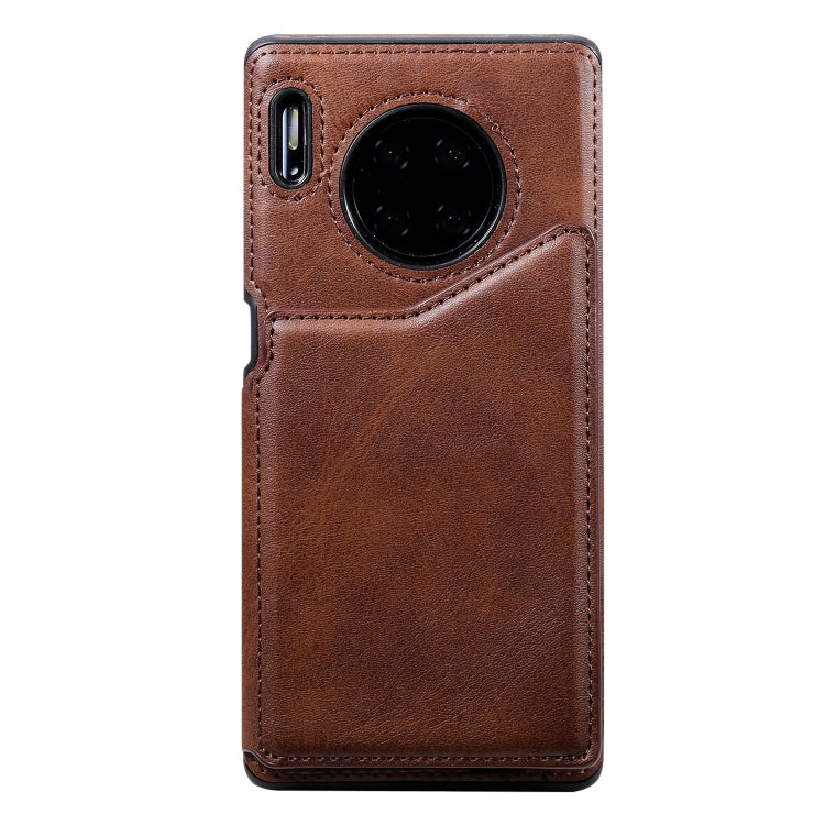 For Huawei Mate 30 Pro Shockproof Calf Texture Protective Case with Holder & Card Slots & Frame