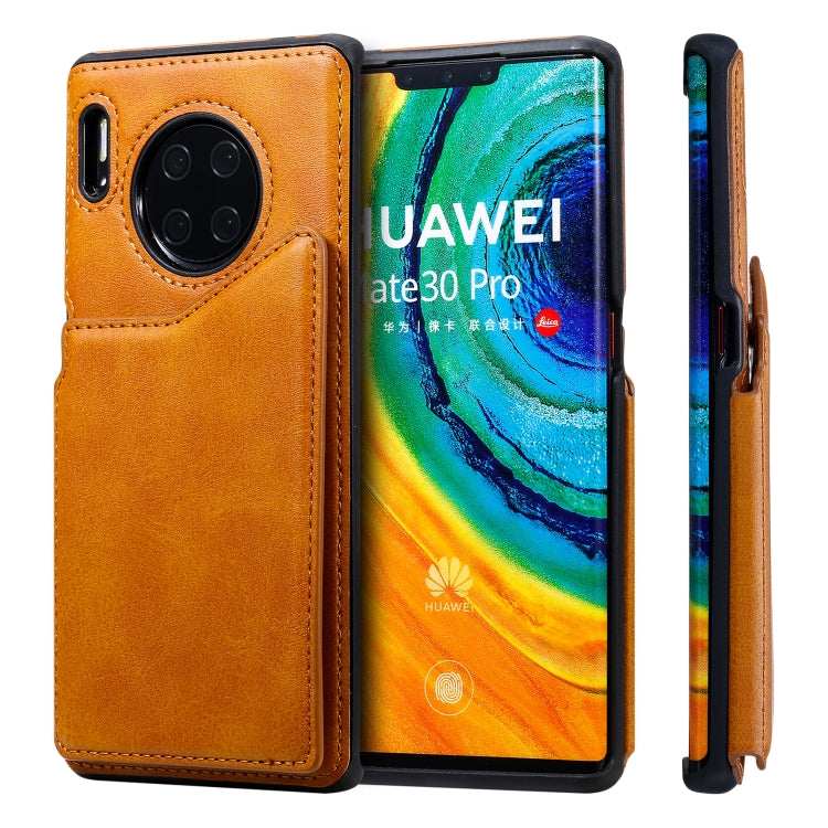 For Huawei Mate 30 Pro Shockproof Calf Texture Protective Case with Holder & Card Slots & Frame