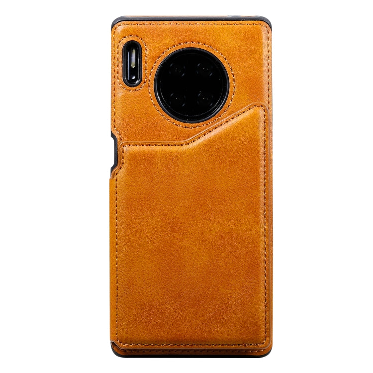 For Huawei Mate 30 Pro Shockproof Calf Texture Protective Case with Holder & Card Slots & Frame